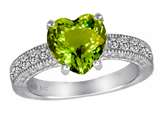 Original Star K™ Genuine 8mm Heart Shape Peridot Engagement Ring