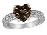 Original Star K™ Genuine 8mm Heart Shape Smoky Quartz Engagement Ring