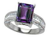 Original Star K™ 925 Simulated Emerald Cut Alexandrite Engagement Ring