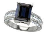 Original Star K™ 925 Genuine Emerald Cut Black Sapphire Engagement Ring