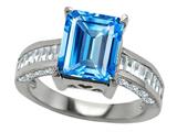 Original Star K™ 925 Genuine Emerald Cut Blue Topaz Engagement Ring