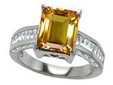Original Star K™ 925 Genuine Emerald Cut Citrine Engagement Ring