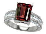 Original Star K™ 925 Genuine Emerald Cut Garnet Engagement Ring