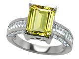 Original Star K™ 925 Genuine Emerald Cut Lemon Quartz Engagement Ring