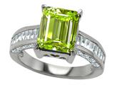 Original Star K™ 925 Genuine Emerald Cut Peridot Engagement Ring