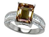 Original Star K™ 925 Genuine Emerald Cut Smoky Quartz Engagement Ring