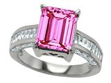 Original Star K™ 925 Simulated Emerald Cut Pink Tourmaline Engagement Ring