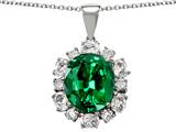Original Star K™ 925 Created Oval Emerald Pendant