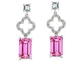 Original Star K™ 925 Emerald Cut Octagon Designer Hanging Drop Created Pink Sapphire Earrings