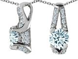 Original Star K™ 925 Genuine Round Aquamarine Pendant