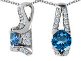 Original Star K™ 925 Genuine Round Blue Topaz Pendant