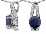 Original Star K™ 925 Genuine Round Black Sapphire Pendant