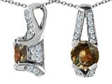 Original Star K™ 925 Genuine Round Smoky Quartz Pendant