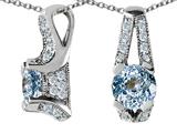 Original Star K™ 925 Simulated Round Aquamarine Pendant