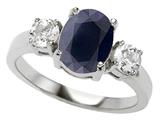 Original Star K™ 925 Genuine Oval Black Sapphire Engagement Ring