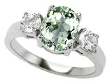 Original Star K™ 925 Genuine Oval Green Amethyst Engagement Ring