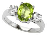 Original Star K™ 925 Genuine Oval Peridot Engagement Ring