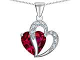 Original Star K™ Large 12mm Created Ruby Double Heart Pendant with Sterling Silver Chain