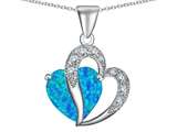 Original Star K™ Heart Shape 12mm Created Blue Opal Pendant