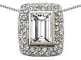 Original Star K™ 925 Genuine Emerald Cut White Topaz Pendant