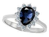 Original Star K™ 925 Genuine Pear Shape Sapphire Engagement Ring