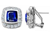 Original Star K™ Square Emerald Cut Created Sapphire Earrings