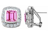 Original Star K™ 925 Created Emerald Cut Pink Sapphire Earrings