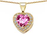 Original Star K™ 925 Created Heart Shaped Pink Sapphire Pendant