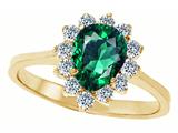 Original Star K™ 925 Simulated Pear Shape Emerald Engagement Ring