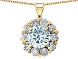 Original Star K™ Genuine Round Aquamarine Pendant