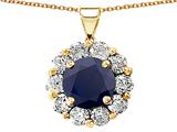Original Star K™ Genuine Round 5mm Black Sapphire Pendant