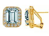 Original Star K™ Simulated Emerald Cut Aquamarine Earrings