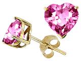 Original Star K™ Heart Created Pink Sapphire Earring Studs