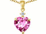 Original Star K™ Heart Shaped Created Pink Sapphire Pendant