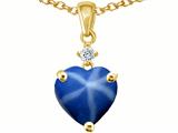 Original Star K™ Heart Shaped Created Star Sapphire Pendant