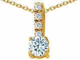 Genuine Aquamarine And Genuine Cubic Zirconia Pendant