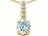 Genuine Aquamarine And Genuine Cubic Zirconia Pendant