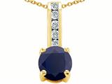 Genuine Black Sapphire And Genuine Cubic Zirconia Pendant