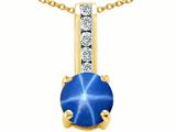 Original Star K™ Lab Created Star Sapphire And Genuine Cubic Zirconia Pendant