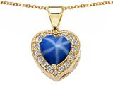 Original Star K™ 925 Lab Created Heart Shaped Star Sapphire Pendant