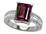 Original Star K™ 925 Genuine Emerald Cut Rhodolite Engagement Ring
