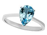 Tommaso Design™ Genuine Blue Topaz Pear Shape 8x6mm Solitaire Engagement Ring