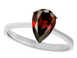 Tommaso Design™ Genuine Garnet Pear Shape 8x6mm Solitaire Engagement Ring