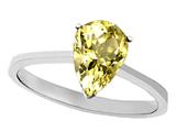 Tommaso Design™ Genuine Lemon Quartz Pear Shape 8x6mm Solitaire Engagement Ring