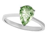 Tommaso Design™ Genuine Green Amethyst Pear Shape 8x6mm Solitaire Engagement Ring