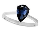 Tommaso Design™ Genuine Sapphire Pear Shape 8x6mm Solitaire Engagement Ring