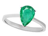 Tommaso Design™ Genuine Emerald Pear Shape Solitaire Engagement Ring
