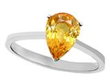 Tommaso Design™ Genuine Yellow Sapphire Pear Shape 8x6mm Solitaire Engagement Ring