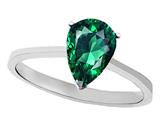 Tommaso Design™ Simulated Emerald Pear Shape 8x6mm Solitaire Engagement Ring