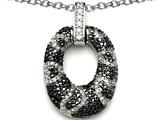 Oval Shaped Heart Design Black and White Pendant
